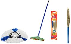 Gala Turbo Spin Mop Triangular Refill, White and Blue, Normal, (Model: 168987)&Gala No Dust Floor Broom XL (Modular,1 Piece)&Gala 132787 Floor Wiper (Multicolour)