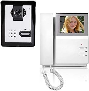 AMOCAM Video Door Phone System, 4.3 Inches Clear LCD Monitor Wired Video Intercom Doorbell Kits, IR Night Vision Camera Door Intercom, Doorphone Telephone Style for Home Improvement