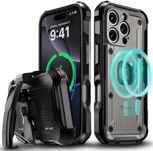 VENA vArmor for iPhone 16 Pro Rugged Case with Belt Clip Holster [Military Grade Drop Protection] [Works with MagSafe] Heavy Duty Tough Protective Cover with Kickstand - Black/Graphite Gray