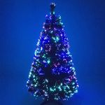 Abaseen 4ft Green Artificial Fibre Optic Christmas Tree | Xmas Tree with Color Changing Multicolor Fibre Optic for Indoor Decoration