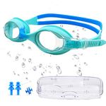 Kids Swimming Goggles, Swimming Goggles Kids 6-14, Kids Goggles Anti-Fog No Leak Proof Uv Resist Swim Goggles Childrens Boys Girls Goggles Food Grade Silicone Comfort with Nose Clip(Age 3-14) Blue