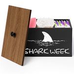 Tampon Holder for Bathroom,Tampon Storage Container,Feminine Product Organizer,Removable Organizer,Shark Week Wood Box with Lid,Tampon Organizer,Christmas Gifts for Mom and Female Friends (Black)