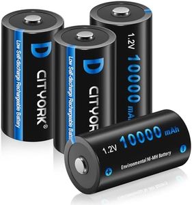 CITYORK Pilas D Recargables 8000mAh - 1.2V Ni-MH Batería de Tamaño D de Alta Capacidad Baterías Recargables de Celda D de Alta Calificación con Caja de Almacenamiento (Paquete de 4)
