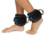 XTRIM Durafit Unisex Stylish Ankle Straps with Metal D-Rings for Cable Machine, Kickbacks and Glutes Workouts, Adjustable Ankle Straps, Curls & Hip Abductors with Padded Neoprene Support (Blue)