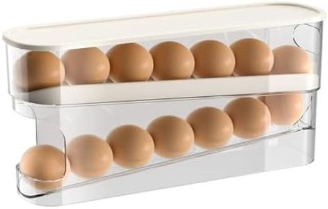 Taoxiwave Egg Holder For Refrigerator,Double Layer Egg Dispenser For Refrigerator,Space-Saving Rolling Egg Storage For Refrigerator,Holds 12 Large Eggs