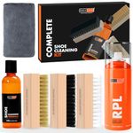 SNEAKARE Complete Shoe Cleaning Kit - 100ml Shoe Cleaner, 3 Brushes (Soft, Medium, Stiff), Microfiber Towel I RPL Spray (100ml) - Water & Stain Repellent Shoe Protector Hydrophobic Spray