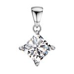 HighSpark 925 Silver Princess Diamond Solitaire Pendant | 92.5 Sterling Silver and Diamond like Brilliance Sparkling Zirconia | Lovely Gift - Princess Diamond