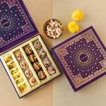 ANAND Assorted Sweets Gift Box, Authentic Pure Ghee Indian Mithai Kaju Katli, Kaju Anjeer Burfi, Dryfruit Anjeer Burfi, Kardant, Special Festive Sweets Gift Pack (608 GM) (Gift Box (608 gm))