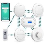 Safeliveo Wireless Interlinked Wifi Smoke Alarm Heat Alarm Carbon Monoxide Alarm with Remote Control, App notification,10 Year Battery, 85dB Buzzer, Silence and Test Function,CE & BS Certified 6Pack