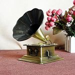 Lilone Metal Metal Miniature Gramophone/Phonograph Showpiece for Home Decor (16 CM x 10 CM, Antique Bronze)