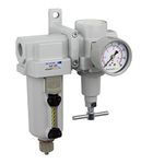 PneumaticPlus SAU420T-N04G-MEP Air Filter Regulator Combo 1/2" NPT -T-Handle, Manual Drain, Metal Bowl