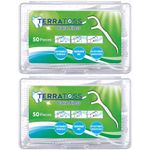 TerraToss Dental Floss Picks [100 Pcs] | 2 Box of 50 Pcs each | Premium Toothpicks for Fresh Breath, Clean Teeth & Healthy Gums (BOX (100 Pcs))