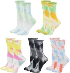 Lovful Cotton Socks for women, Funny Cute Crew Socks, Women Tie Dye NoveltySocks 5 Pairs
