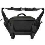 HUNTVP Sling Bag, Tactical Crossbody Bag Mens Messenger Bag Large Chest Bag Shoulder Back Pack Travel Sling Bags EDC Pack for Hiking, Traveling, Cycling, Outdoor and Everyday Carry (Black)