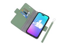 DefenderShield EMF Protection & 5G Anti Radiation iPhone 15 Pro Max Case - RFID Blocking EMF Shield Detachable Wallet Case with Magnetic Closure Sage Green