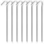 OK5STAR 9 Inch Galvanized Tent Stakes Metal Tent Pegs Heavy Duty Steel Yard Camping Stakes Tarp Hooks Inflatables Outdoor Decorations, 8 Pack