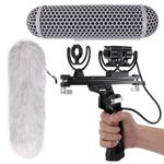 Micolive Upgrade Microphone Windshield Blimp,Windscreen Protect Cage with Shock Mount Suspension System,XLR Cable, Furry Deadcat Compatible with Rode NTG1/2/3/4/5 AT875R,Boya/MKE 600 Shotgun Mic