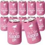 Let's Get Flocked UP!, Set of 12 Pink and White Can Coolers Cups, Flamingo Can Coolers Perfect Flamingo Party Supplies, Final Flamingle Bachelorette Party, and Bridal Showers