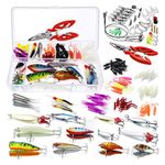 Homealexa 123 PCS Fishing Lures Sea Bass Set Mixed Tackle/Floating Fishing Lures Hook Fishing Accessories Kit Set with Storage Box, Metal Fishing Lures Spinner Baits Fish Treble Hooks Tackle