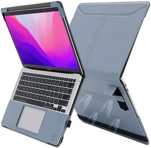 TYTX Compatible MacBook Pro Case 13 Inch, PU Leather Laptop Cover for 2016-2024 Model M2 A2338 M1 A2251 A2289 A2159 A1989 A1708 A1706, with Vents and Stand Function, GrayBlue