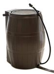 FCMP Outdoor RC4000 Raincatcher 50 Gallon Rain Barrel – BPA-Free Flat-Back Design with Spigots, Debris Screen, Overflow & Garden Hose, Brown