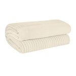 EHC Cotton Soft Hand Woven Reversible Lightweight Adult Cellular Blanket, King Size 230 cm x 250 cm, Cream