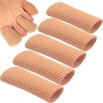 Chiroplax Toe Caps Sleeves Cushions Protectors Tubes Fabric & Gel Lining Finger Toe Separator for Bunion, Hammer Toe, Callus, Corn, Blister (Large, 5 Pack)