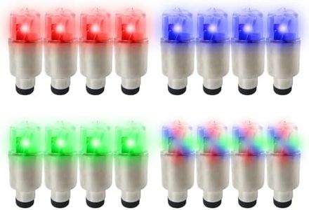 Homesweet 16x LED Tire Valve Caps with Lights - Illuminated Air Valve Stem Covers Compatible with Car SUV Truck Motorcycle Bike - Standard Size Wheel Accessories
