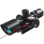 Pinty 2.5-10x40 Red Green Illuminated Mil-dot Tactical Rifle Scope with Red Laser Combo - Green Lens Color