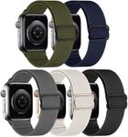 5 Pack Nylon Watch Bands for Apple Watch,T Tersely Stretchy Solo Loop Bands for Apple Watch Band 42/44/45/46/49mm,Nylon Elastic Braided Strap for iWatch Ultra 2,Series 10/9/8/7/6/5/4/3/2/1/SE