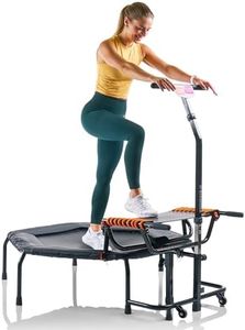 HAMMER Fitness-Trampolin JumpStep, Flexibles & gelenkschonendes Step-Board, aufstellbar, intensives Po- und Beinmuskeltraining, patentierte Technik, mehrfach höhenverstellbarer Haltegriff