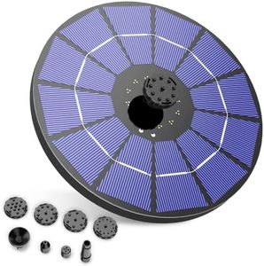 AISITIN 3.5W Solar Fountain Pump with 1500mAh Backup, Circle Solar Water Pump Floating Fountain, 6 Nozzles, for Bird Bath, Fish Tank, Pond Garden