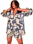 LERIYA FASHION Women's Rayon Floral Co ord Set Pack of 1 (LF-W2012&SH258_Blue_2XL)