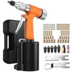 Proster Pneumatic Rivet Nut Gun Kit – Heavy Duty Air Powered Rivnut Tool Set with 100PCS M4-M10 Nuts, 5 Metric Mandrels & Storage Box – Professional Rivet Tool for Aluminum, Automotive, Construction