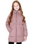 maoo garden Girls Winter Long Puffer Lightweight Coat Thick Padded Soft Fleece Jacket with Hood 817 Pink 13-14Y