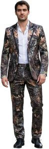 HBDesign Camo Pattern Men's Suit Jacket & Pants Set - Casual Formal Attire for Party Wedding