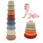 AESTEMON Stacking Montessori Toys for 1 Year Old Boys Girls Gifts, Baby Stacking Cups & Rings Sensory Montessori Toys for 1+ 2 3 Year Olds, Early Development Montessori Toys for Babies 6-12 Months