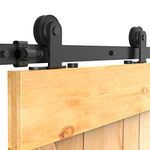 CCJH 6FT Sliding Track Barn Door Hardware Kit for Single Wood Door,Heavy Duty,T-Shaped Style Black