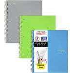 Five Star 73053 Spiral Notebooks, 1 Subject, College Ruled Paper, 100 Sheets, 11" x 8-1/2", Assorted Colour Covers, 3 Pack (73053)