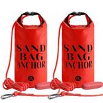 RunNico 500D Sand Anchor for Small Boats,2 in 1 PWC Jet Ski Anchor Kit with Adjustable Buoy,Waterproof Dry Bag for Jet Ski, Kayak, Boat, Watercraft and Canoe (Red-10L-2PCS)