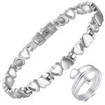 Vicmag Magnetic Bracelets for Women Ladies Titanium Steel Ultra Strength Magnets Bracelet with 3500 Gauss for Women with Gift Box & Removal Tool(Love Heart Design for Ladies)(Silver)