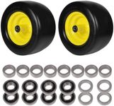 11x6.00-5 Flat Free Tire, Lawn Mower Tires Assembly with 3/4", 5/8", 1/2" Bearings for Bad Boy, for Zero Turn Lawn Mower Tires, for Cub Cadet ZT1 Front Wheel and Riding Lawn Mower Tires, 2 Pack