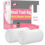 2.6 Gallon Scented Trash Bags with Handles (100 Bags) Small Bathroom Garbage Bags Wastebasket Can Liners for Home Office Bins (Cherry Blossom, 100 ct.)