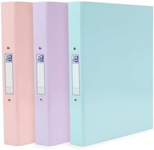 Oxford A4 Ring Binders, Pastel, Pack of 3 Folders 40mm
