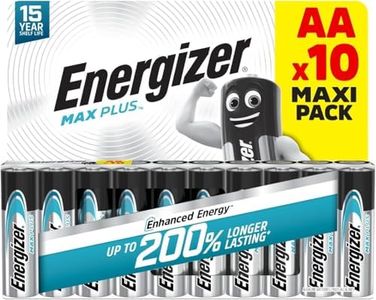 Energizer Max Plus - AA Batteries (10 Pack) - Double A Performance Alkaline Battery 1.5V - 200 Percent Longer Lasting - For High Drain Devices - 0 Plastic Packaging - 15 Year Shelf Life