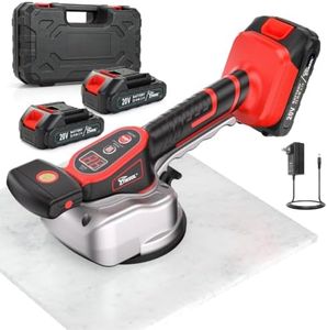 Tile Vibration Tool,Cordless Tile Vibrator Leveling Machine with 2 Batteries, 150W Motor with 12 Adjustable Speeds, Digital Display & Suction Cup for Marble/Granite Floor Installation