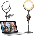 Ring Light with Stand for Zoom Meetings, Evershop Zoom Lighting for Computer Laptop Video Conference Recording Desk Light, Selfie Light with Phone Holder for Live Streaming