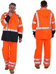 sesafety ANSI Class 3 High Vis Waterproof Reflective Rain Suit (Orange)