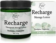 Recharge Massage Lotion for Massage Therapy & Home Use Massage Cream for Effortless Glide Massaging Body Lotion - Shea Butter, Coconut Oil, Eucalyptus, Peppermint Essential Oil - Brookethorne Naturals