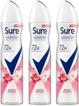 Sure Antiperspirant 72H Nonstop Sweat and Odour Protection Alcohol-Free Body Spray Anti-White Markswith Fresh and Clean Multi Fragrance Deodorant for Women, 250ml (Bright Bouquet, Buy 3)